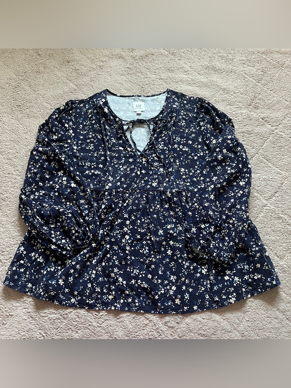 GAP Maternity Floral Babydoll Blouse Stretch Cottage Whimsy Breastfeeding Sz M